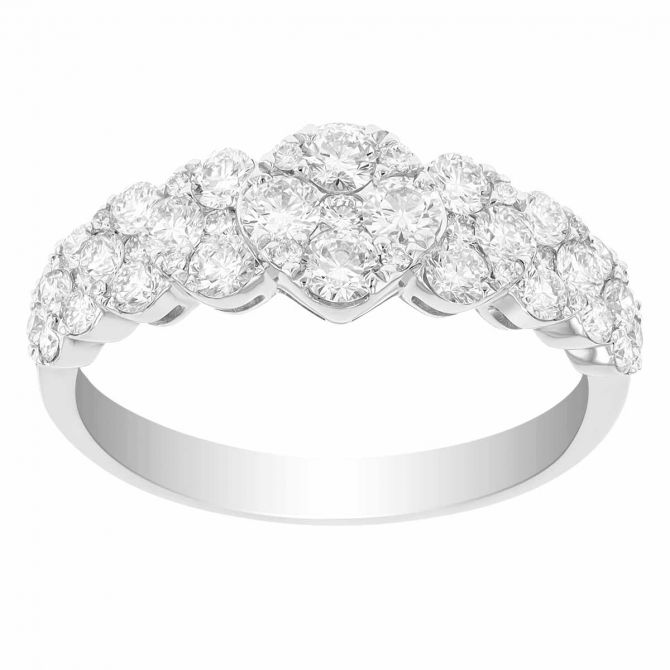 Graduated Diamond Pave Band in White Gold