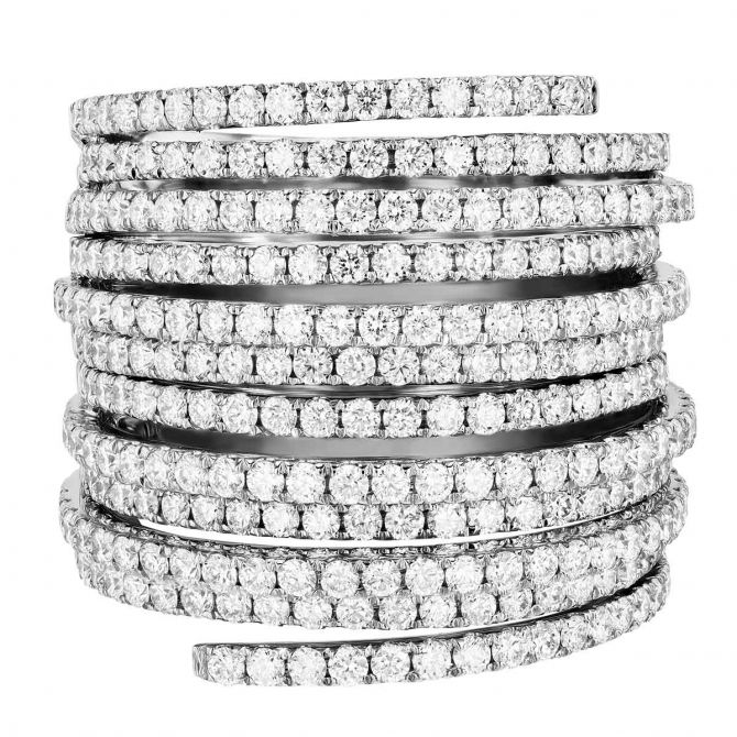 Diamond Pave Multi-Row Ring in White Gold