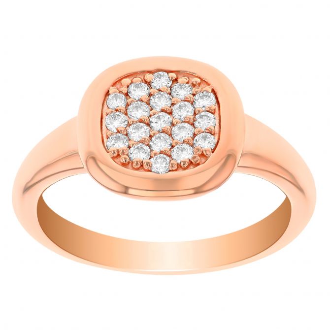 Diamond Pavé Cushion Shape Ring in Rose Gold