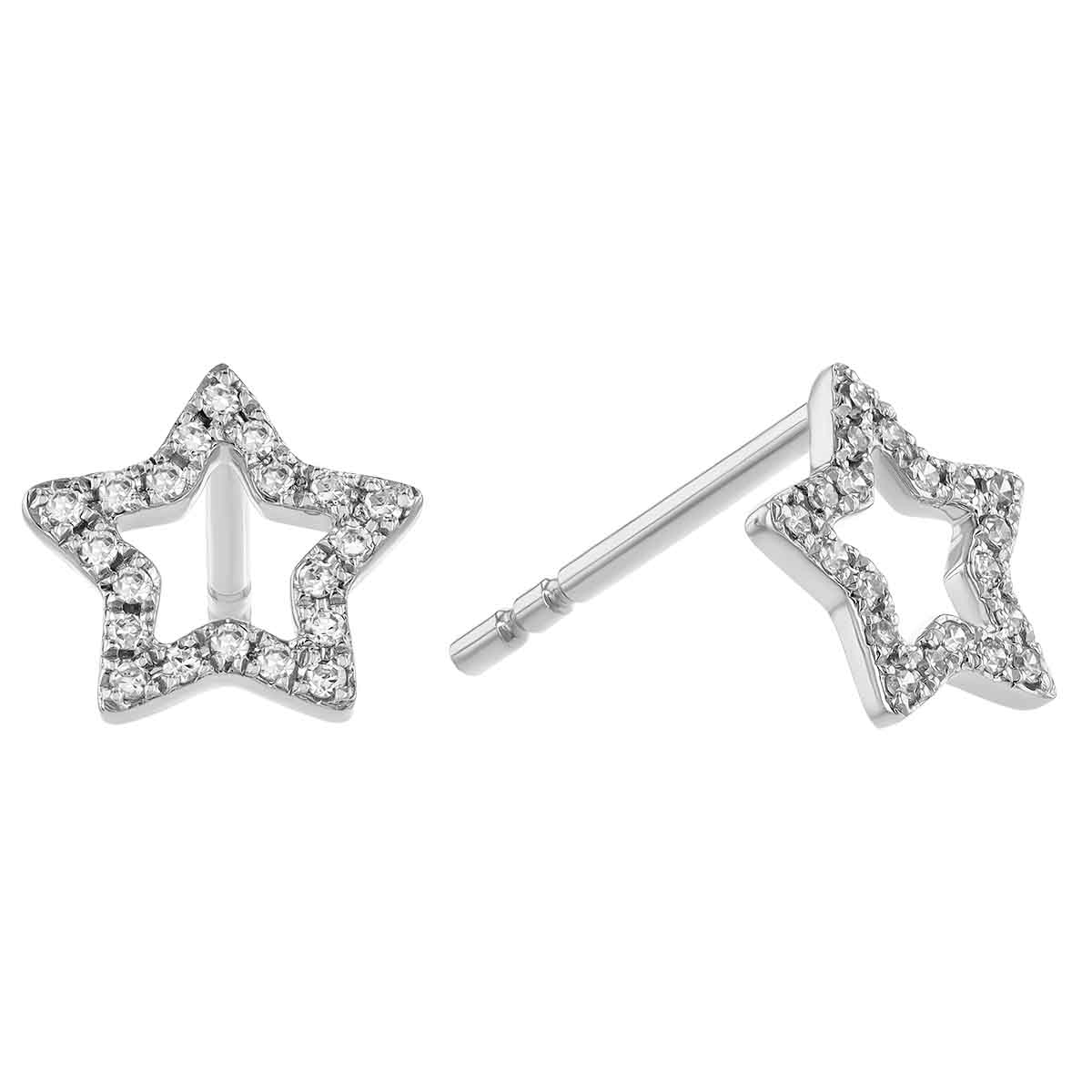 Diamond Open Star Stud Earrings in White Gold | Borsheims