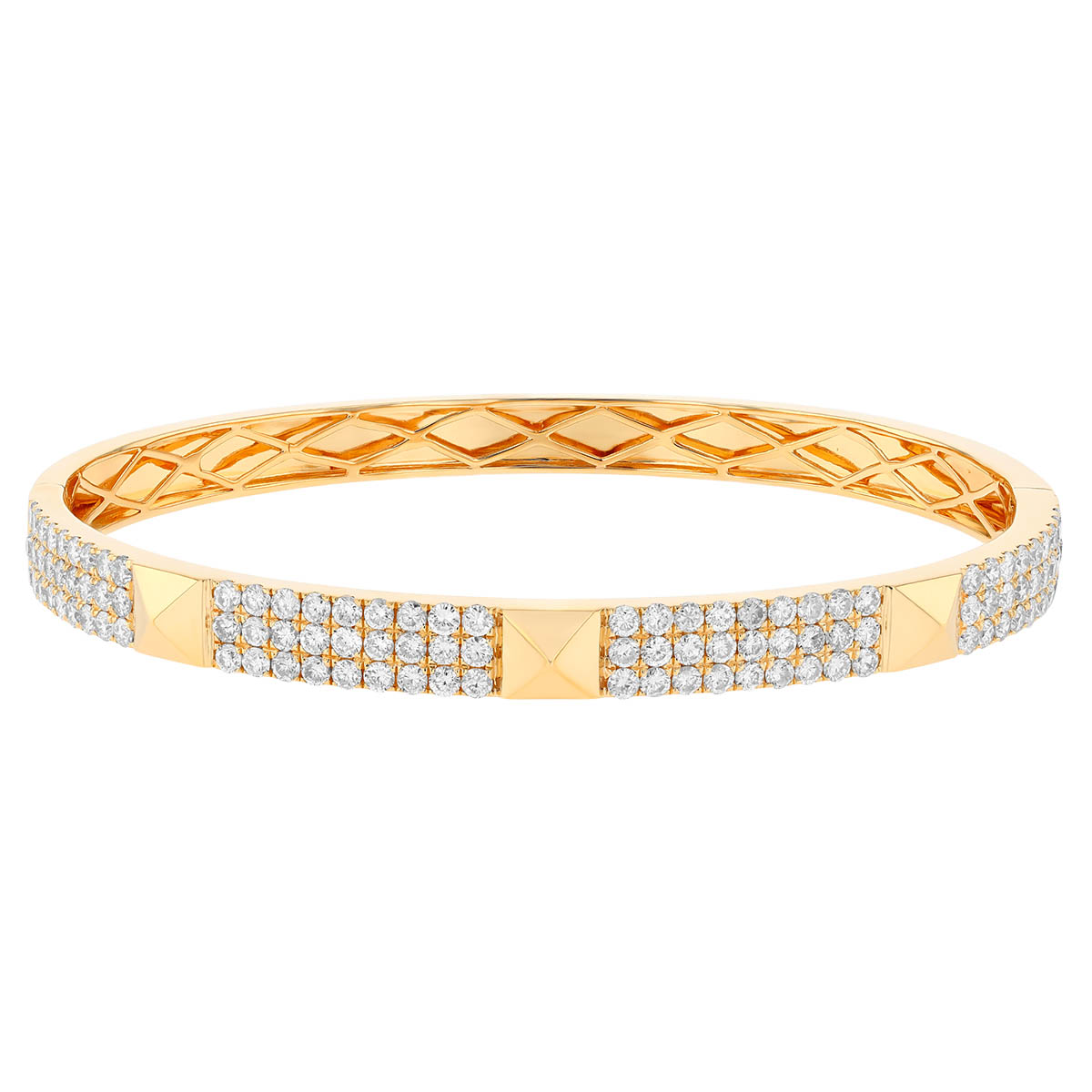 Diamond Pavé & Yellow Gold Pyramid Shape Bangle Bracelet | Borsheims