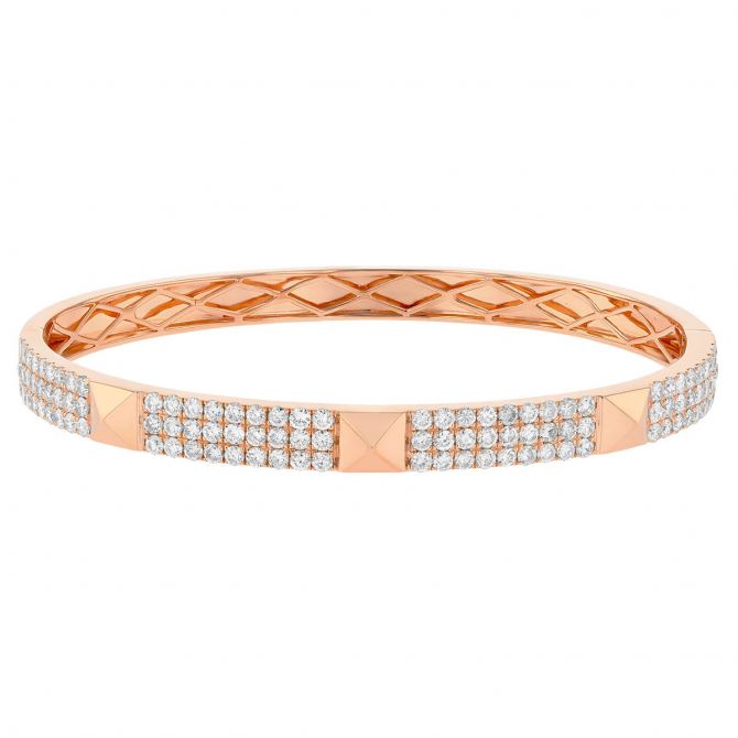 Diamond Pavé & Rose Gold Pyramid Shape Bangle Bracelet