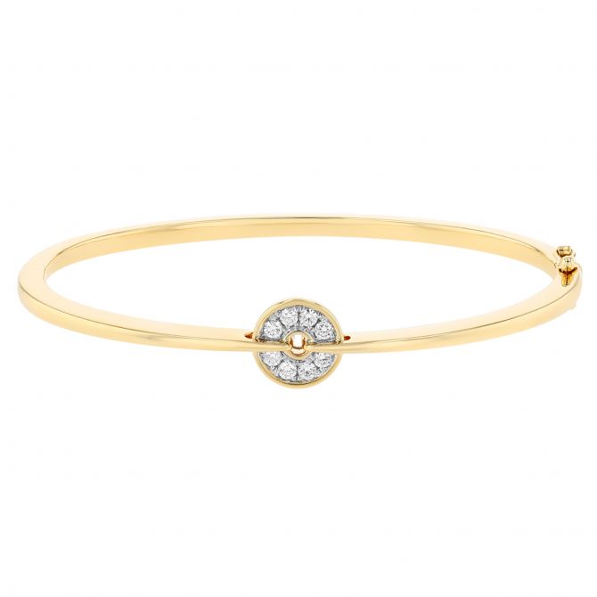 Frederic Sage Firenze Diamond Pavé Spinning Disc Bangle Bracelet in Two Tone