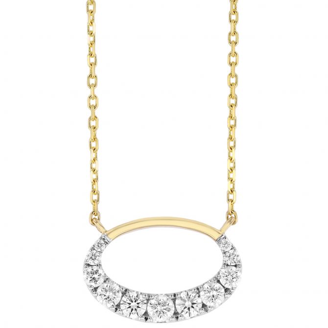 Frederic Sage Graduated Diamond Oval Pendant in Two Tone, 18"