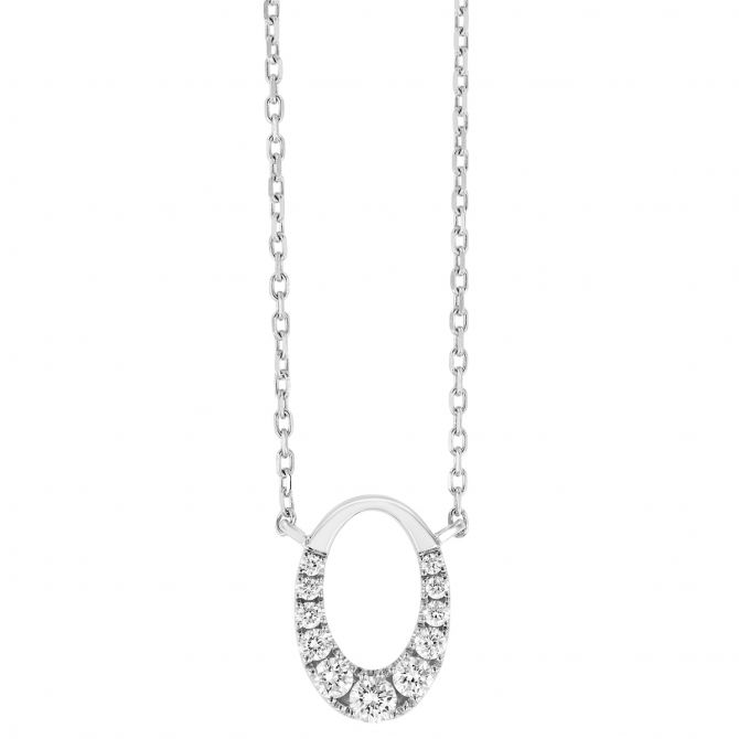 Frederic Sage Graduated Diamond Oval Pendant in White Gold, 18"