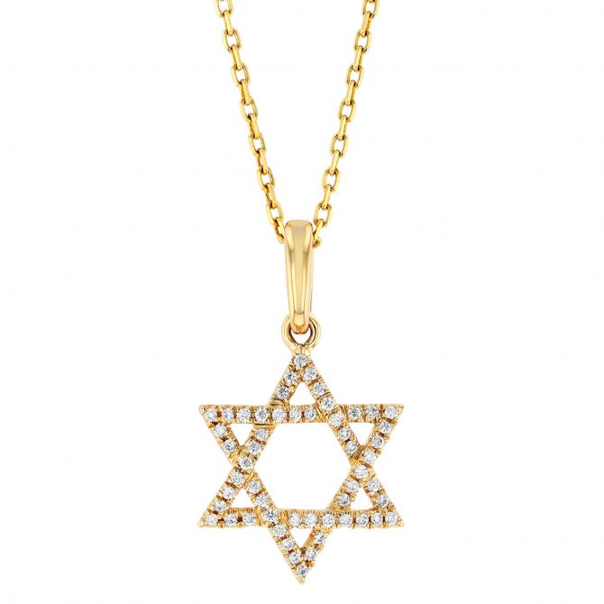 Frederic Sage Diamond Star of David Pendant in  Yellow Gold, 18"