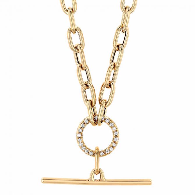 Zoe Chicco Diamond Pave Toggle Necklace in Yellow Gold, 18"