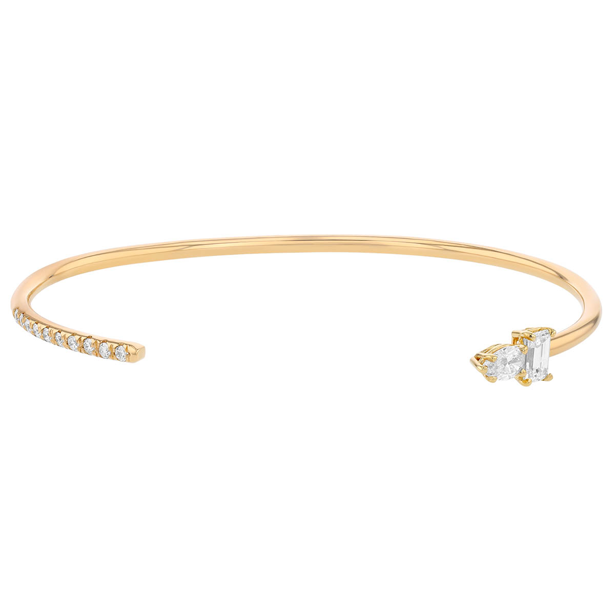 Zoe Chicco Mixed Cut & Diamond Pavé Cuff Bracelet in Yellow Gold | 2MSC ...