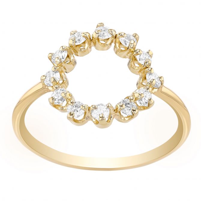 Zoe Chicco Diamond Open Circle Ring in Yellow Gold