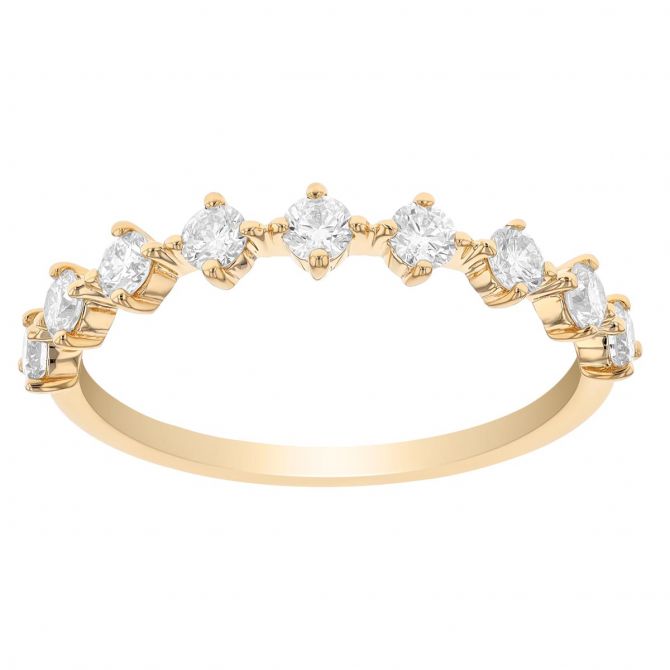 Round Diamond Single Row Stacking Ring in Yellow Gold