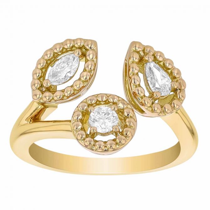 Roberto Coin Dolce Three Stone Diamond Ring in 18K Gold