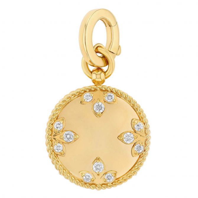 Roberto Coin Diamond Floral Pattern Pendant in Yellow Gold