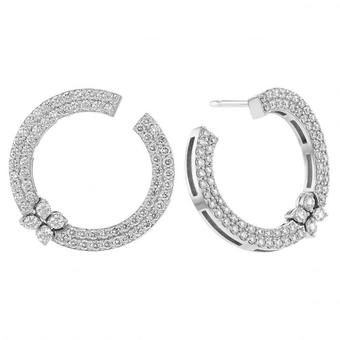 Roberto Coin Love in Verona Diamond Pavé Circle Earrings in White Gold