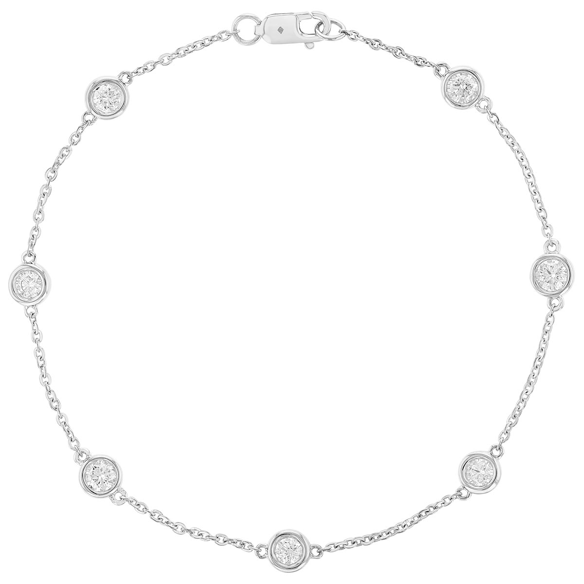 Borsheims Signature Collection Diamond 7 Station Bracelet in White Gold ...