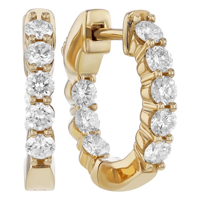 Borsheims Signature Collection Diamond In & Out Hoop Earrings in 14K Gold, 0.78 cttw