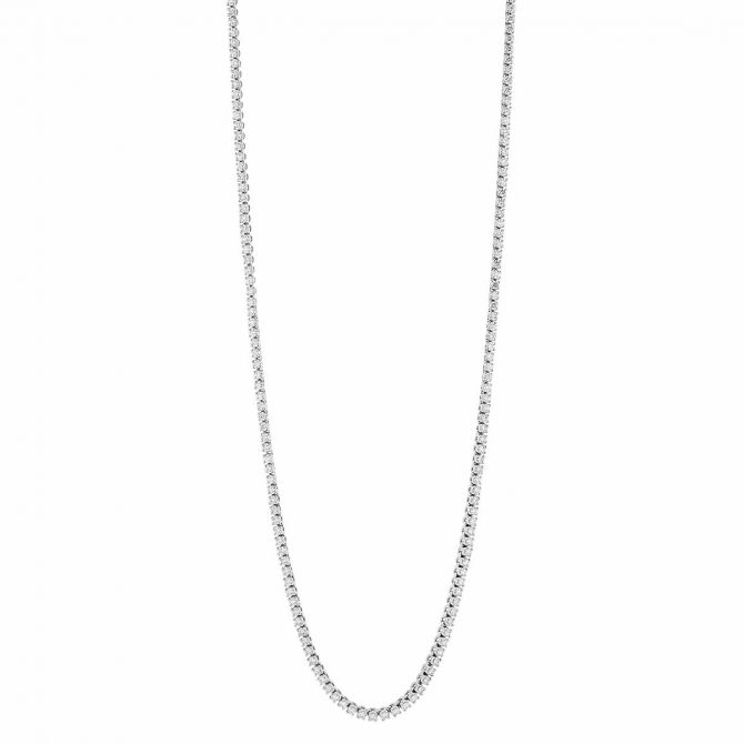 Borsheims Signature Collection Diamond Tennis Necklace in White Gold, 18", 4.00 cttw