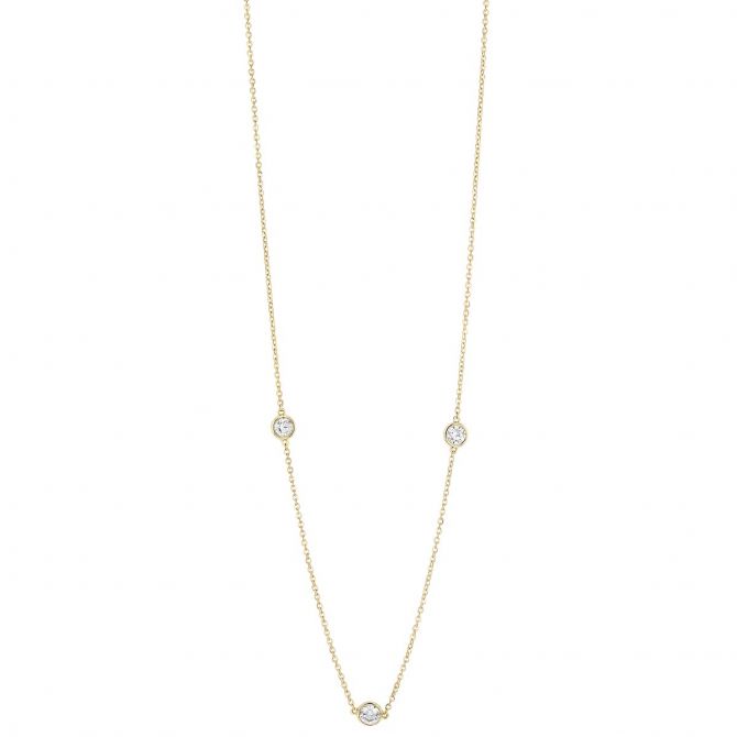 Borsheims Signature Collection Diamond 3 Station Necklace in 14K Gold, 0.78 cttw, 18"