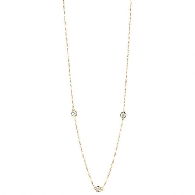 Borsheims Signature Collection Diamond 3 Station Necklace in 14K Gold, 0.51 cttw, 18"