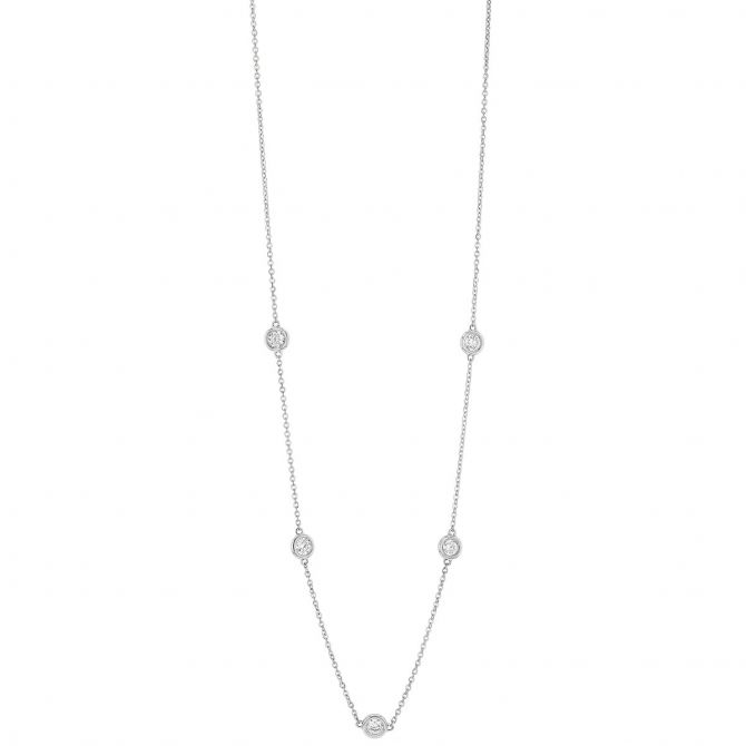 Borsheims Signature Collection Diamond 5 Station Necklace in 14K Gold, 1.00 cttw, 18"