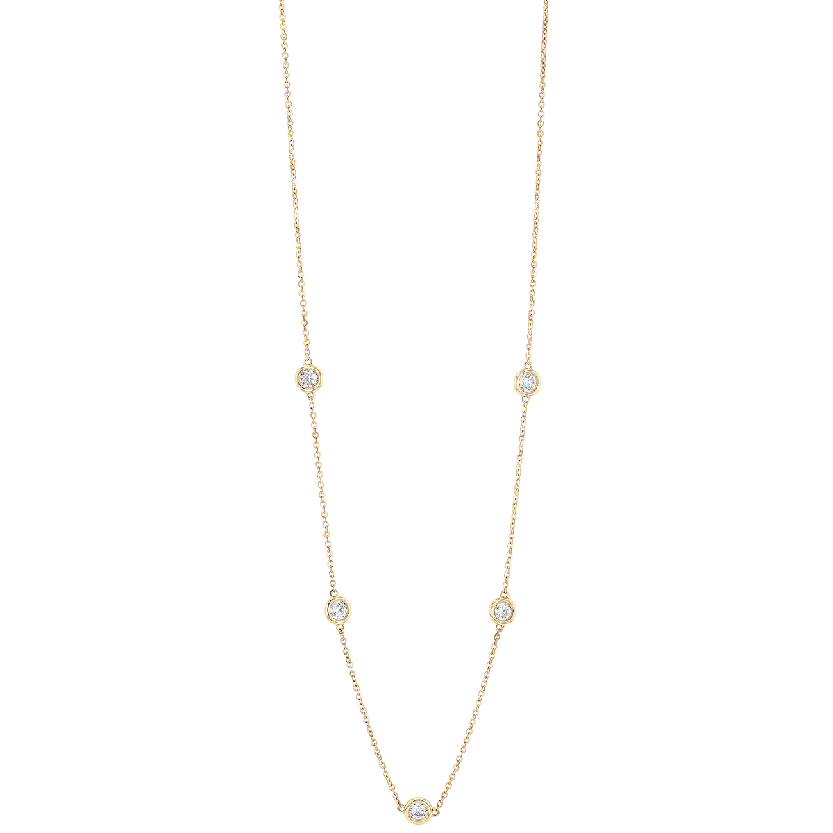 Borsheims Signature Collection Diamond 5 Station Necklace in Yellow ...