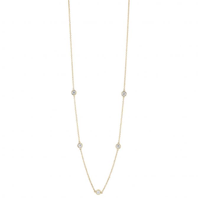 Borsheims Signature Collection Diamond 5 Station Necklace in 14K Gold, 0.75 cttw, 18"