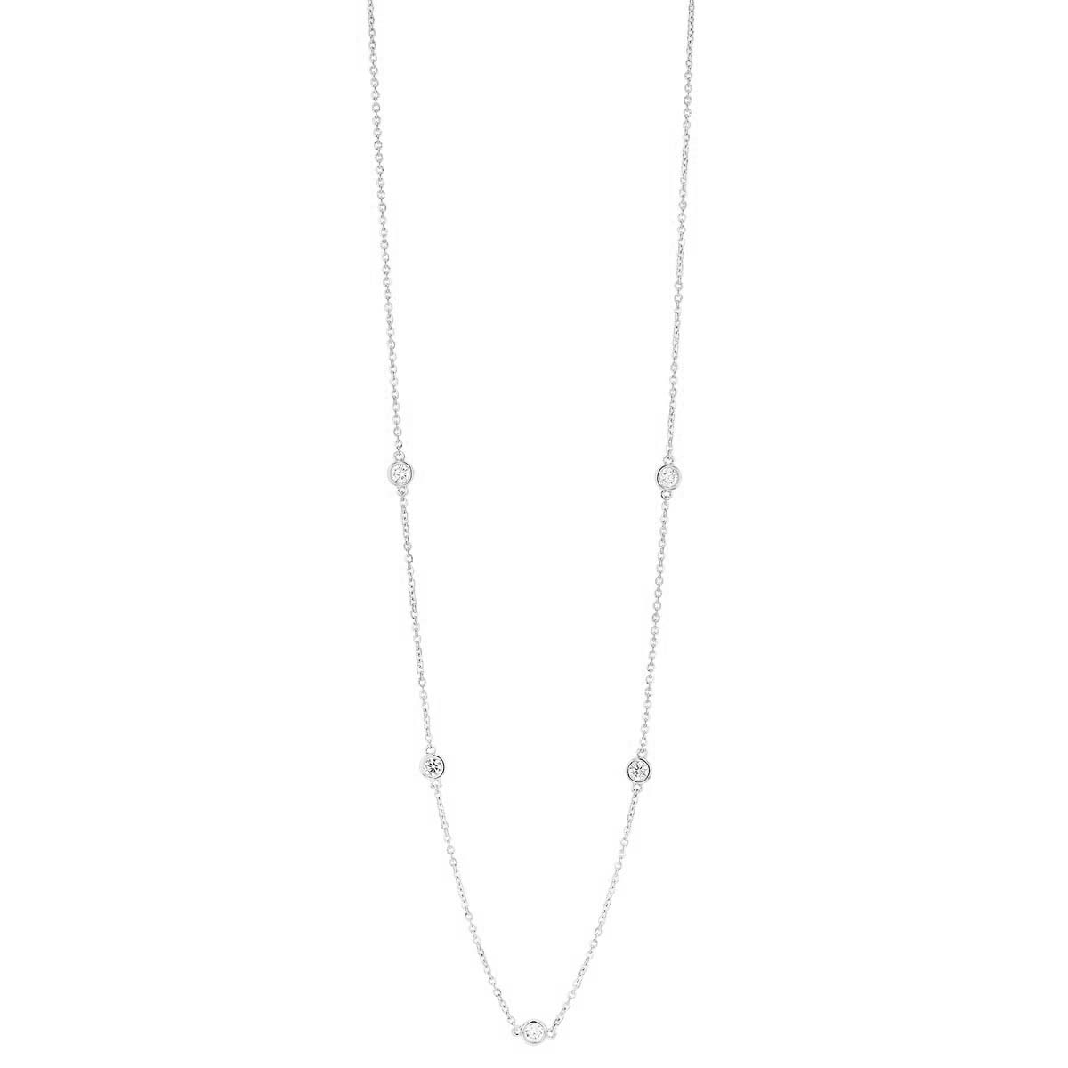 Borsheims Signature Collection Diamond 5 Station Necklace in White Gold ...
