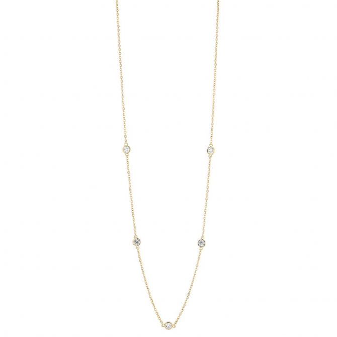 Borsheims Signature Collection Diamond 5 Station Necklace in 14K Gold, 0.50 cttw, 18"