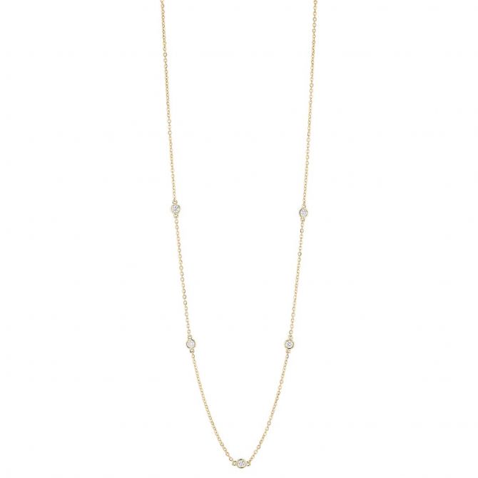 Borsheims Signature Collection Diamond 5 Station Necklace in 14K Gold, 0.25 cttw