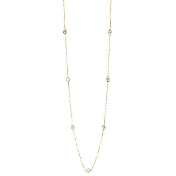 Borsheims Signature Collection Diamond 7 Station Necklace in 14K Gold, 0.75 cttw