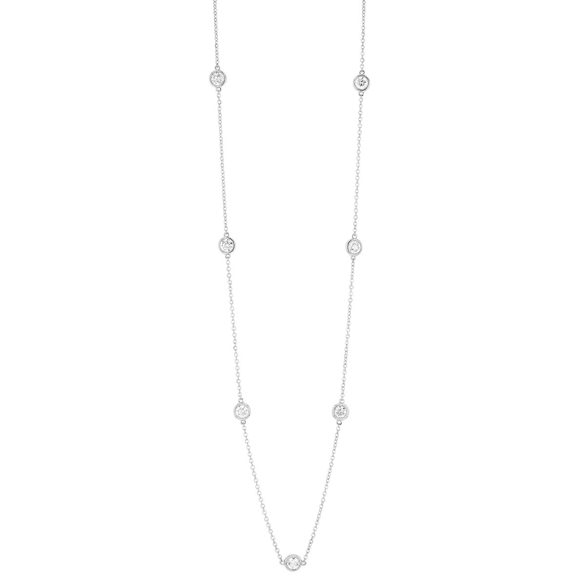 Borsheims Signature Collection Diamond 7 Station Necklace in White Gold ...