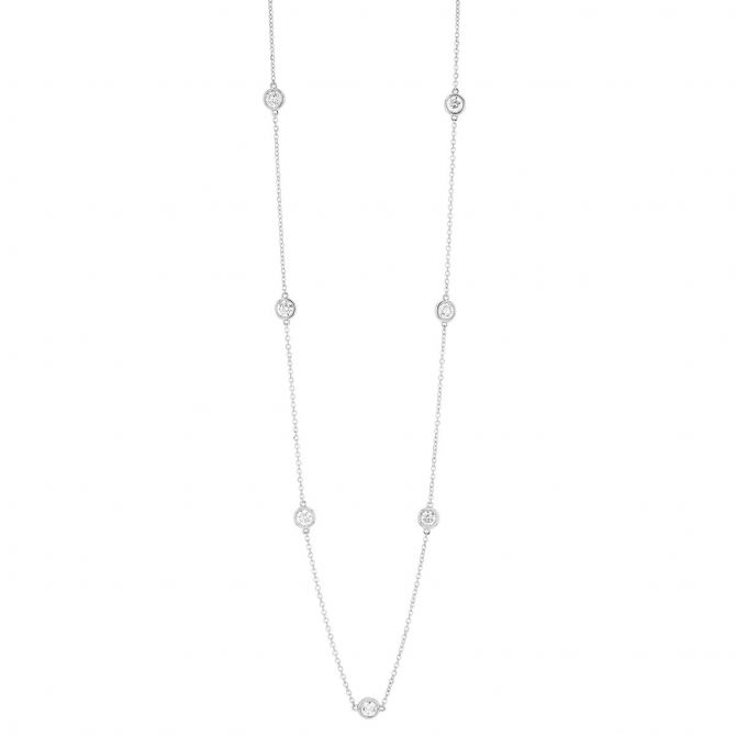 Borsheims Signature Collection Diamond 7 Station Necklace in 14K Gold, 1.48 cttw