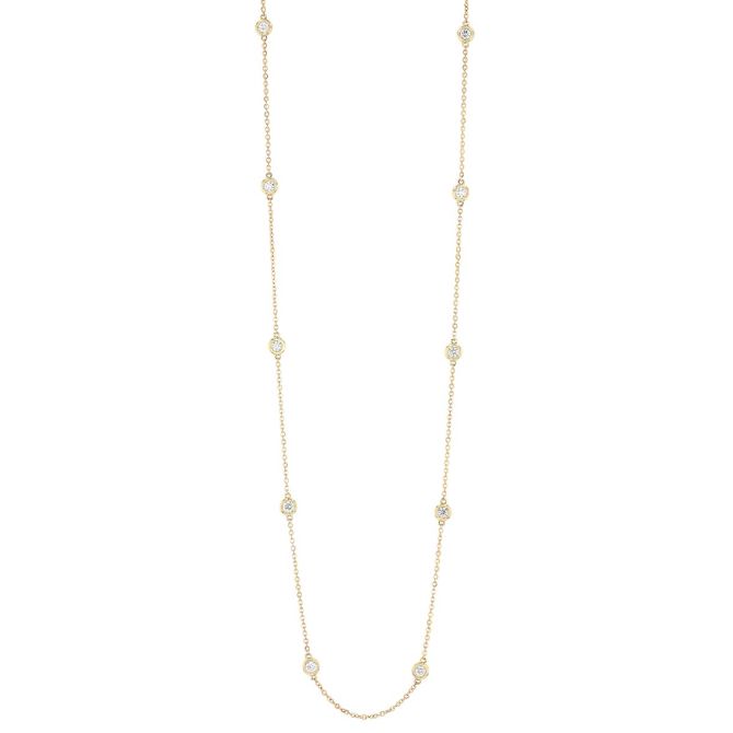 Borsheims Signature Collection Diamond 10 Station Necklace in 14K Gold, 0.75 cttw