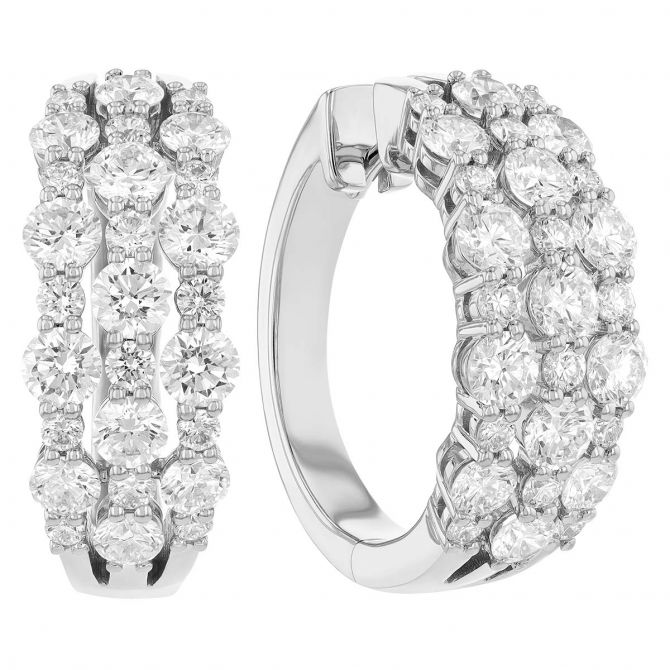 Kwiat Diamond Triple Row Hoop Earrings in White Gold