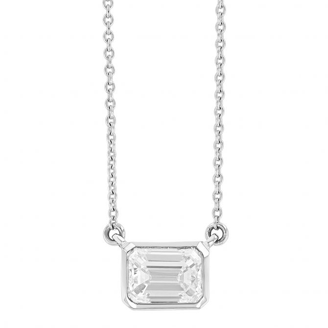 14KWG-RH Diamond Solitaire Necklace