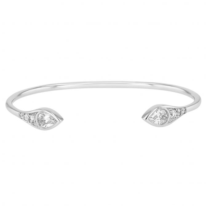 14KWG-RH Diamond Cuff Bracelet