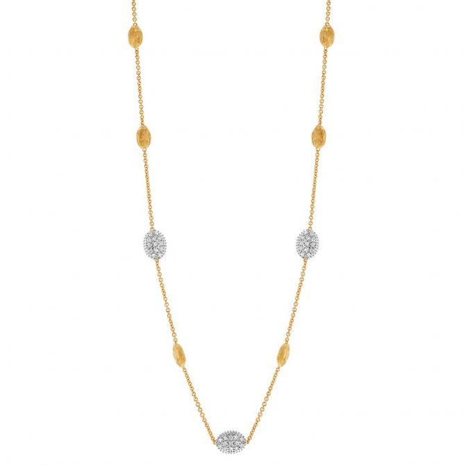 Marco Bicego Siviglia Diamond Pavé & Yellow Gold Bead Station Necklace in Two Tone, 16.5"