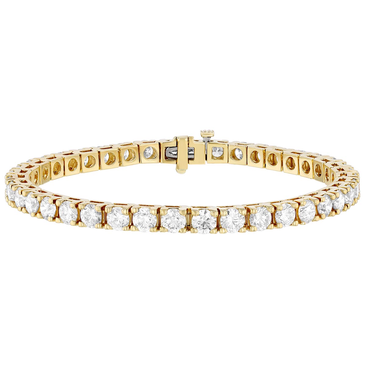 Round Diamond 4 Prong Tennis Bracelet in Yellow Gold, 7