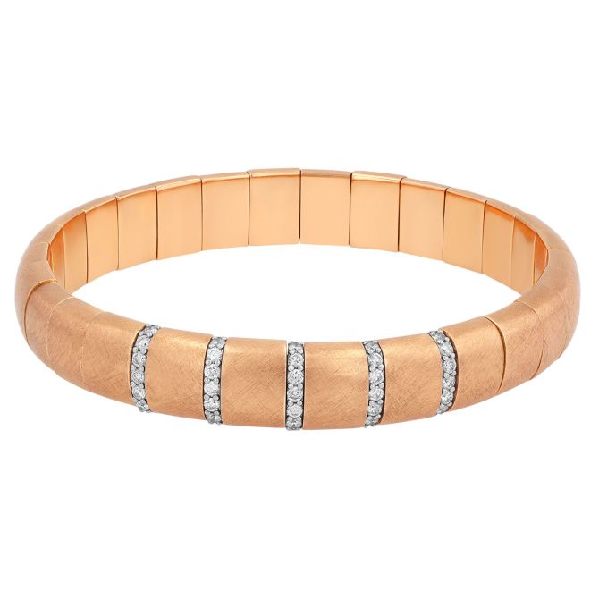 Demeglio Pura Diamond 5 Station Stretch Bracelet in Satin Rose Gold