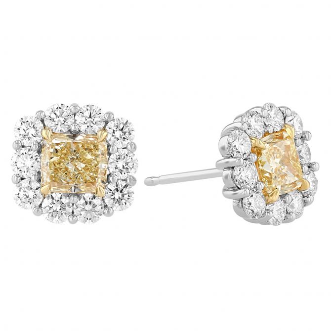 18KWG-RH Diamond Halo Stud Earrings