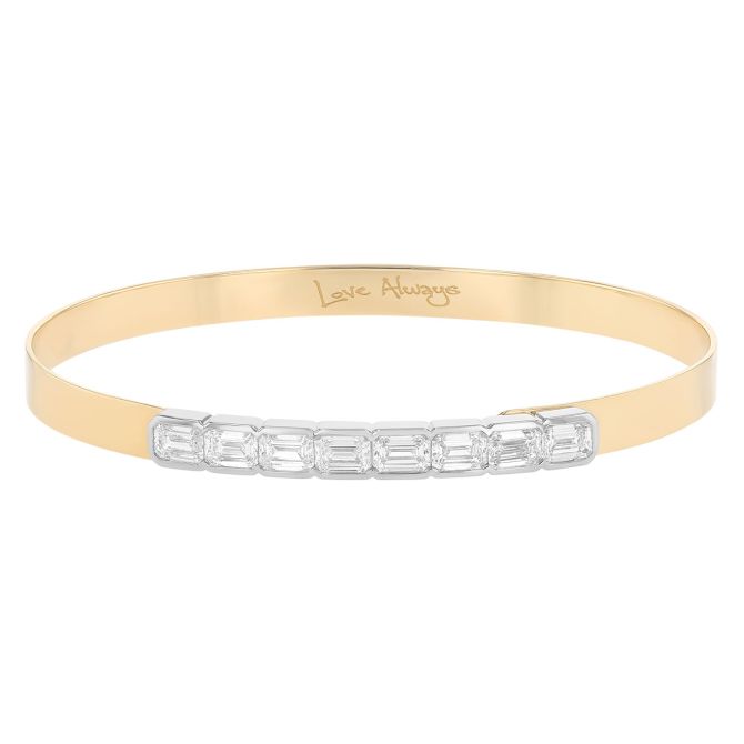 Phillips House Love Always Emerald Cut Diamond Bar Bracelet in Yellow Gold & Platinum