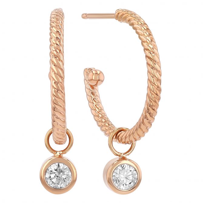 14KRG Diamond Hoop Earrings