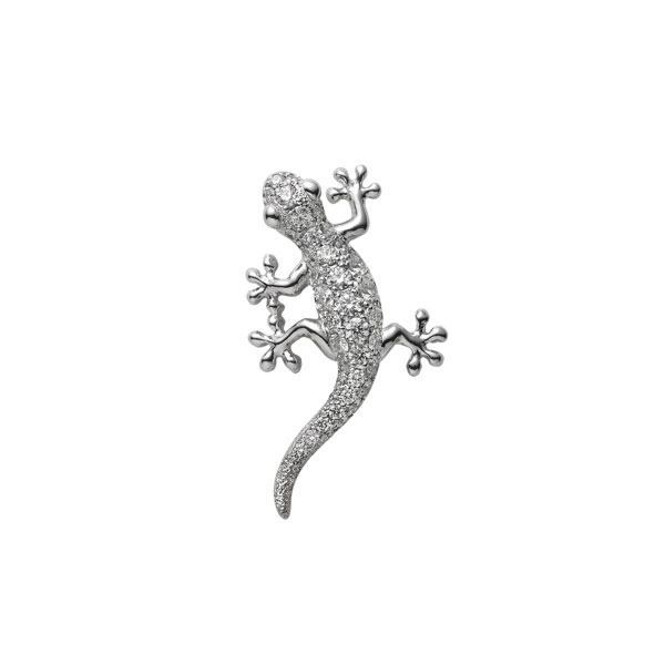 Mikimoto Diamond Pave Gecko Pin in White Gold