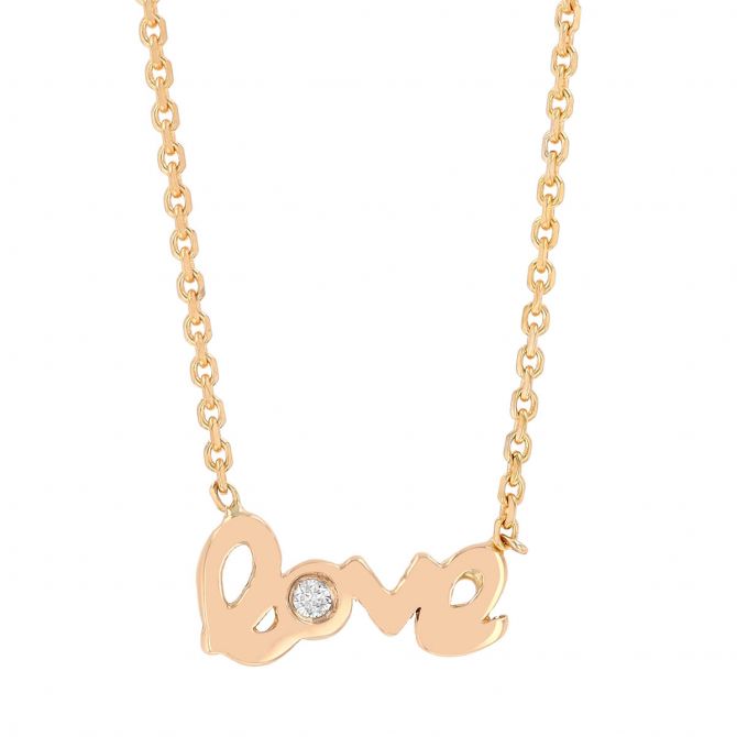 Diamond "love" Necklace in Rose Gold, 18"