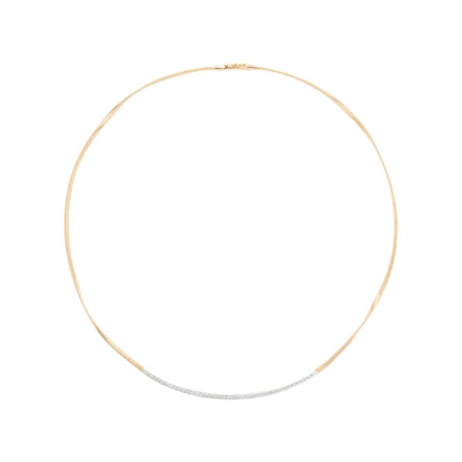 Marco Bicego Marrakech Yellow Gold Coil Necklace with Diamond Bar, 16.5"