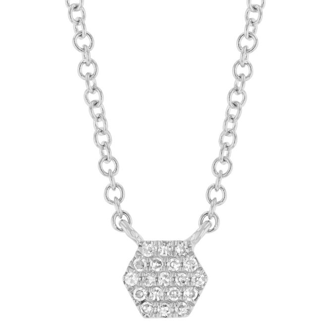 Diamond Pavé Dainty Hexagon Pendant in Yellow Gold