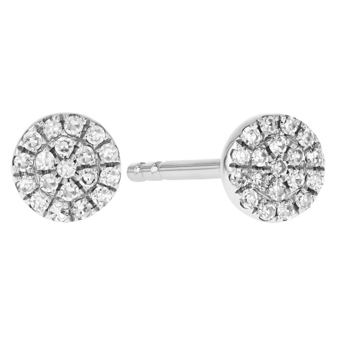 Diamond Round Cluster Earrings in White Gold