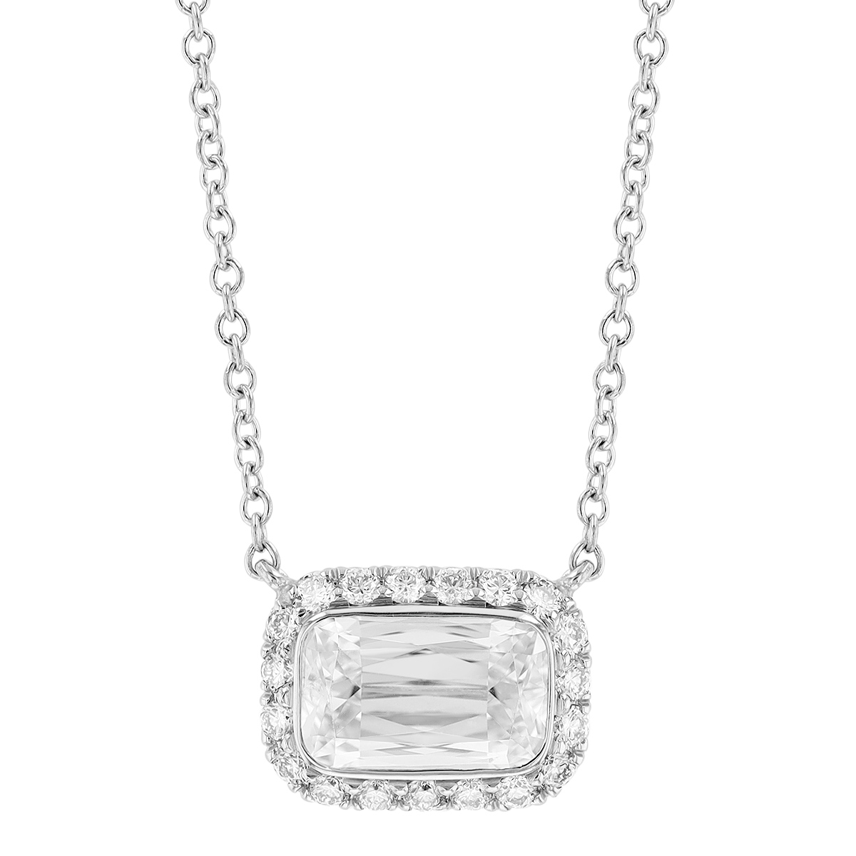 Kwiat Ashoka Diamond & Halo Pendant in White Gold, 16