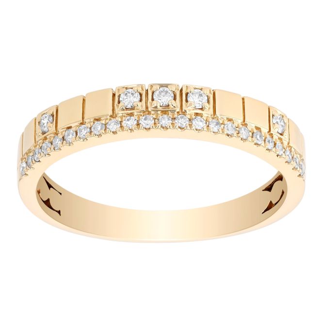 Diamond Square Pattern Ring in Yellow Gold