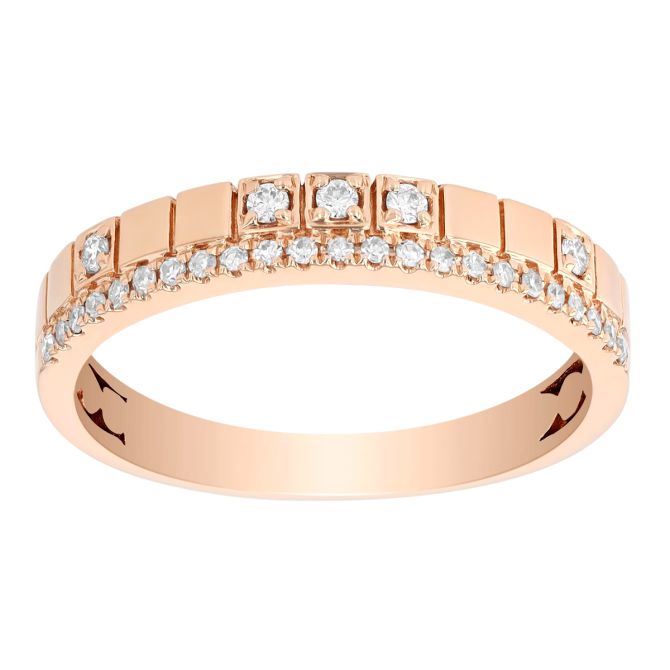 Diamond Square Pattern Ring in Rose Gold