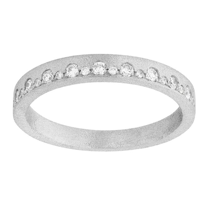 Alternating Size Flush Set Diamond Ring in Satin White Gold